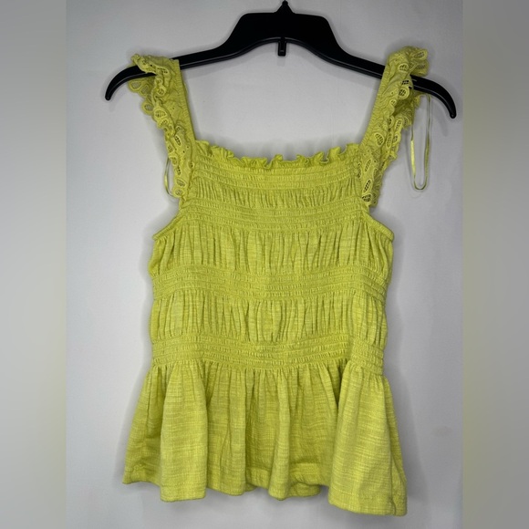 meraki Tops - Lace Trimmed Yellow Women's Top - Meraki - Size M